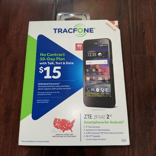 Tracfone ZTE Z Five 2 - 8 GB - 4G LTE Black NEW