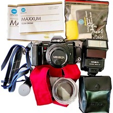 Minolta 35mm Camera Maxxum 7000 w/ Accessories Flash Cleaner Film Vintage ELEC