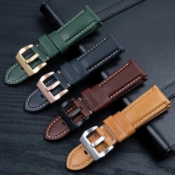 Genuine Flat Leather Strap for Panerai & Other Luxury Watches | 22mm 24mm 26mm
