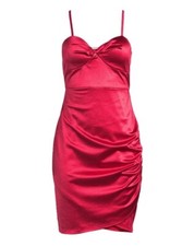 Madden NYC Juniors’ Twist Front Satin Dress SZ XL (15-17) Red New With Tag