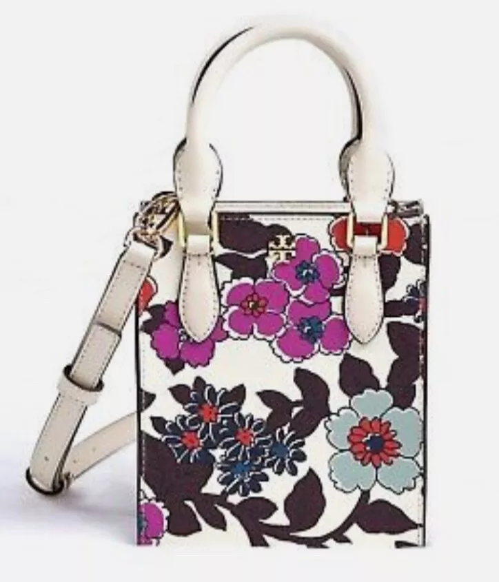 NWT TORY BURCH Mini Emerson Shopper Tote Wallpaper Floral