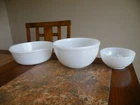 3 Vintage FIRE KING Milk Glass WHITE BOWLS Cereal + Mixing + Casserole FREE SHIP