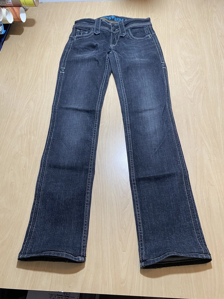 Pantalones de mezclilla Sang Real para mujer 26 azules solo los elegidos tiro bajo corte bota brillante Foto 2 de 4