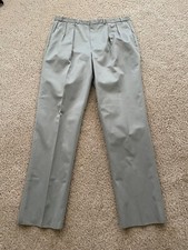 Men's Slacks Pants Pleated Front 44" Waist Tall Unhemmed Storm Gray Unbranded