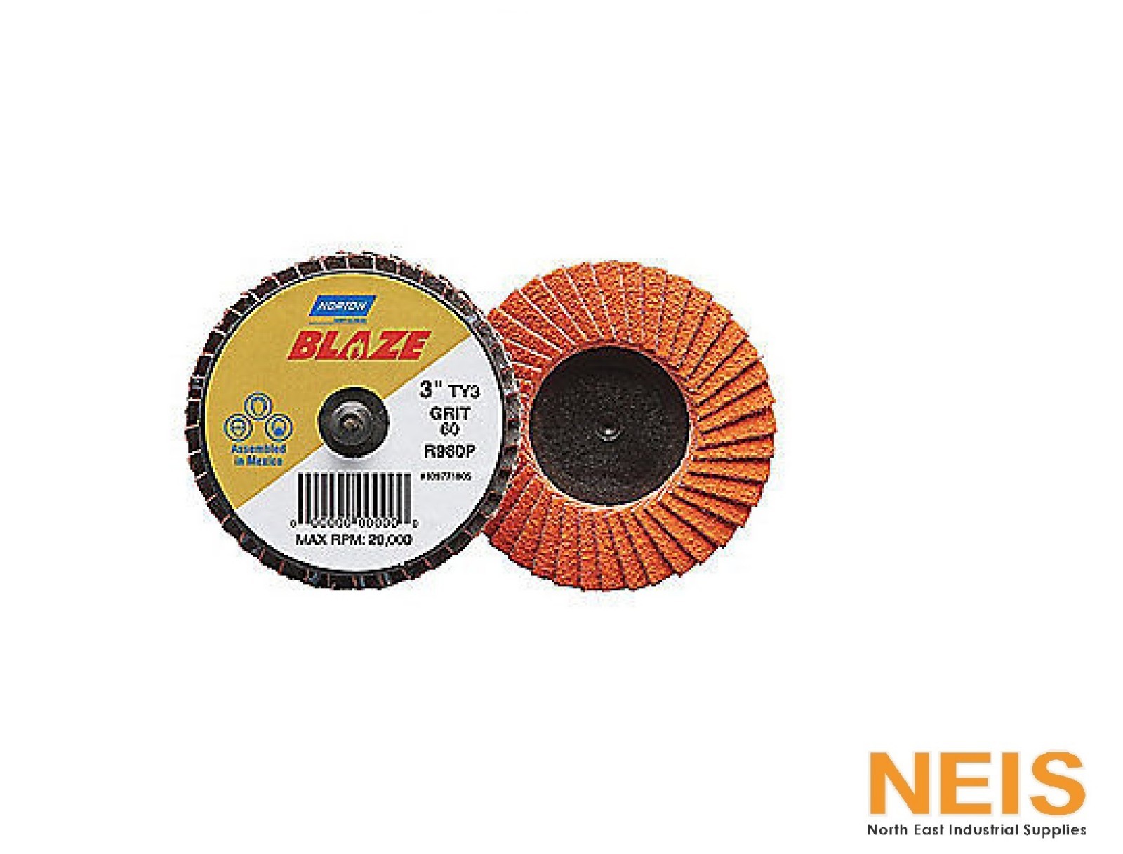 Norton Blaze SpeedLok Flap Disc 50mm / 75mm 40 60 80 Grit 2 Pk R980P