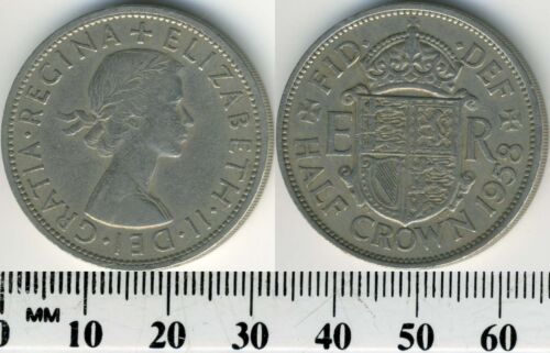 Grande-Bretagne 1958 - 1/2 couronne (demi-couronne) pièce cuivre-nickel - Elizabeth II #1 - Photo 1/1