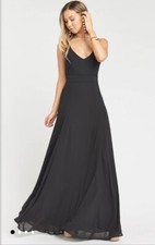 New SMYM SHOW Me Your MUMU Black Chiffon Jen Maxi Dress Gown Sz Small