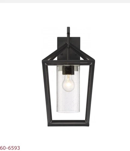 SATCO 60-6593 ll- 1 Light Large Wall Lantern, Clear Seeded Glass, Matte Black - Picture 1 of 2