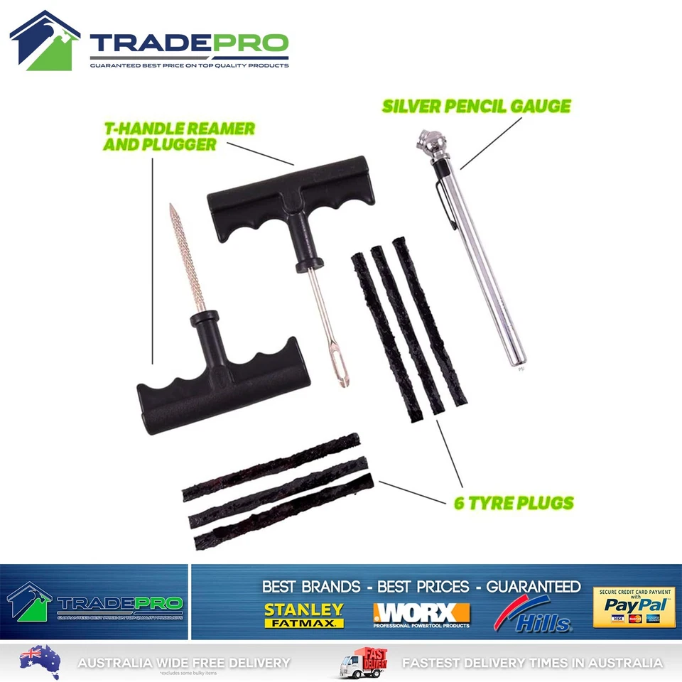 3x SLIME Bike Car Tyre Tire Puncture Repair Solution Kit 9pc with Gauge & Plugs - Image 2 of 4