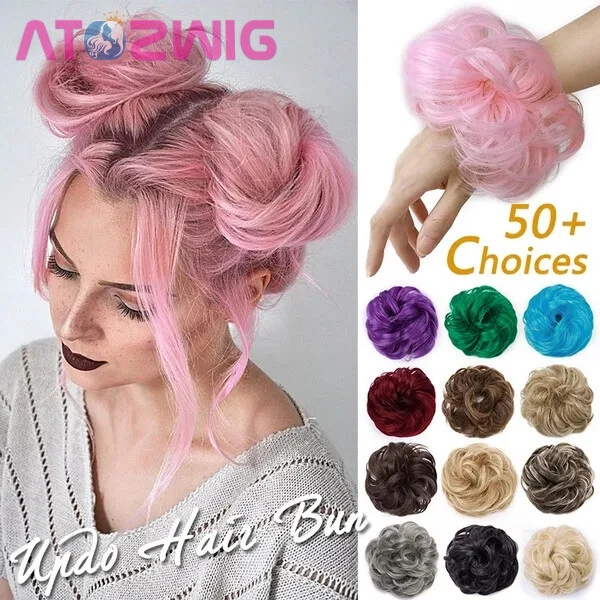 1 pieza Moños sintéticos Extensiones de cabello Pieza de cabello Envoltura Cola de caballo Cabello Foto 3 de 4