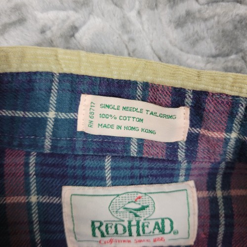 Vintage Red Head Shirt Jacket Mens XLT Green Canvas Flannel Lined Hunting Camp - Picture 8 of 9