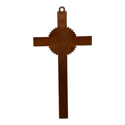 Vintage 1960s Copper Brown Pearlescent Plastic Christian Crucifix
