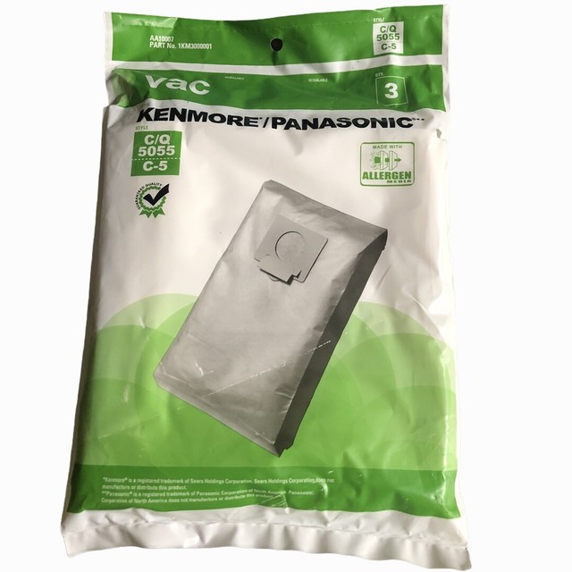 9 Kenmore Panasonic Vacuum Cleaner Bags C/q 5055 C5 Aa10007 1km300001