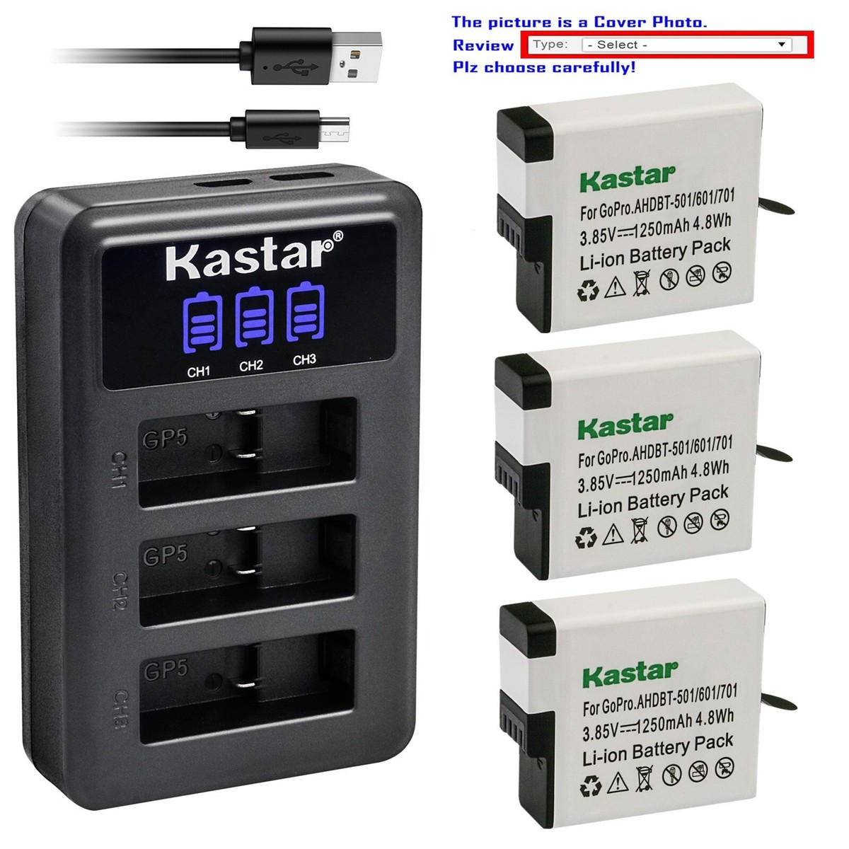 Chargeur Triple Batterie Pour GoPro Max - Compatible SPCC1B, ACBAT-001 | Ports Micro USB Et USB-C, Indicateurs LED - 9