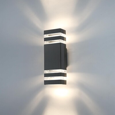 Außenwandleuchte, Up Down, Aluminium, 6500K kaltweiße Leuchtmittel - schwarz