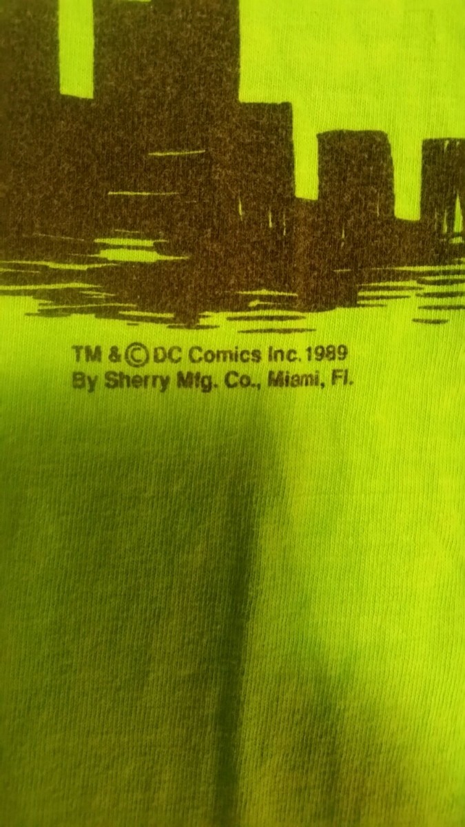T-shirt Batman Vintage 1989 - Vert Vif - Taille L - Ultra Rare - Occasion Très Bon état