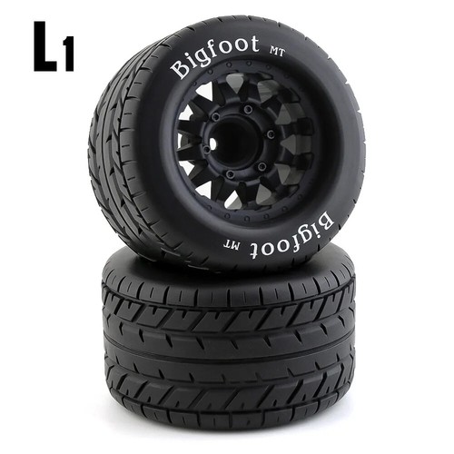 2X Ruota RC e Pneumatici 12/14mm HEX Ruota per 1/10 Monster Truck Off Road Traxxas - Foto 2 di 15