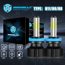 6-sides H11 H9 H8 LED Headlight Bulb Low Beam Fog Light 6500K Super White Bright