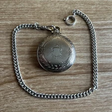 Colibri Men's Silver Quartz Pocket Watch Japan With Chain Can Be Monogrammed