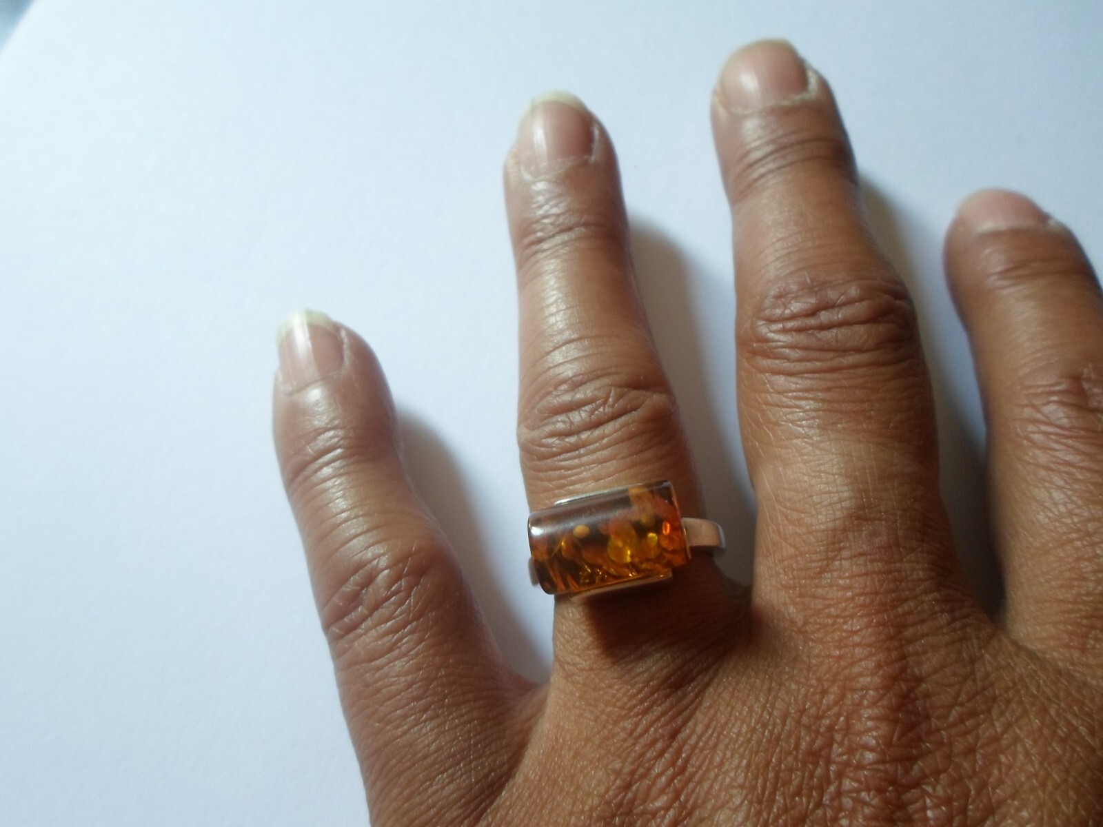solid silver ring, amber wand, size 56 - image 4
