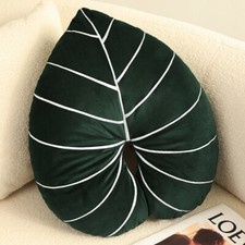 Green Plant Pillow Home Philodendron Leaf Nature Neck Pillow Travel