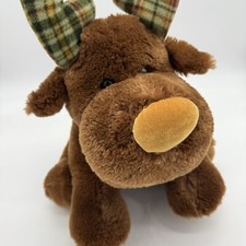 Russ Marty The Moose Bean Tush Soft Stuffed Plush Flannel Antlers 14 in