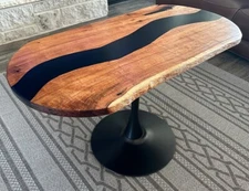 Oval living room center table, Wooden Epoxy Dining Table, Epoxy Furniture Decor