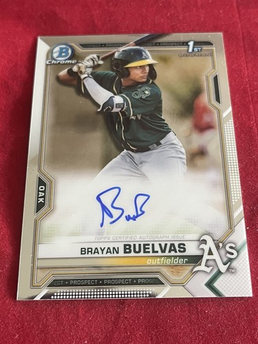 2021 BOWMAN Brayan Buelvas 1ST Base Chrome Rookie Auto / Autograph RC Card - A's - 第 2/4 張圖片