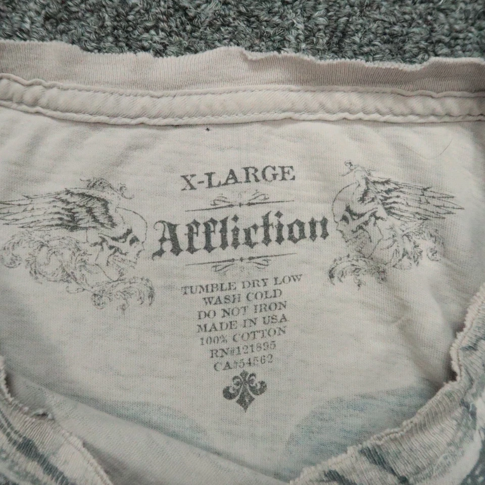 Camisa DE COLECCIÓN Affliction Hombre Extra Grande Gris Manga Corta Fleur De Lis Alas Foto 4 de 4
