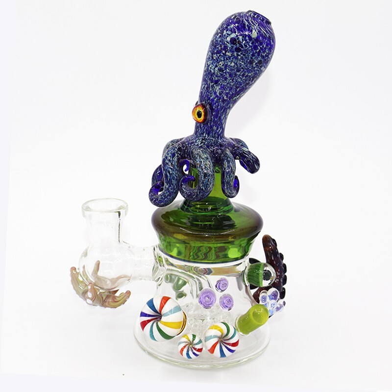 10''Octopus Water Pipe Bong Perc Bong Smoking Hookah Heavy Glass Bongs  W/Bowl