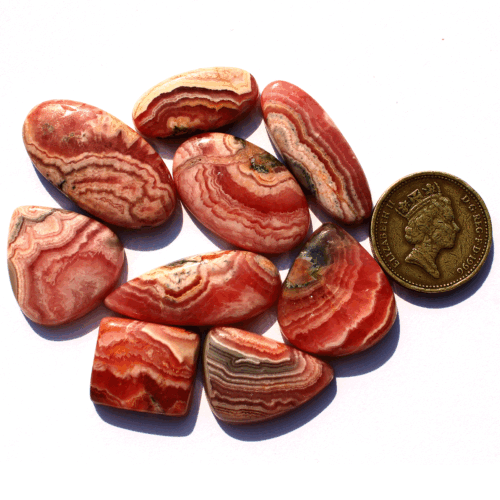9 Pcs Natural Argentina Rhodochrosite Top Grade 18mm-32mm Cabochon Gemstones Lot - Picture 5 of 12