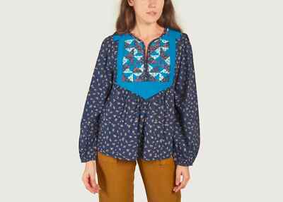 Leon & harper Cheeky Blouse Floral Printed Long Sleve Round Neck Top X Small XS