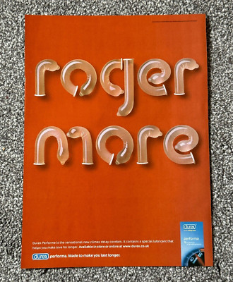 Vintage Collectable 2004 Magazine Advert Picture Durex Condoms Ad Roger More