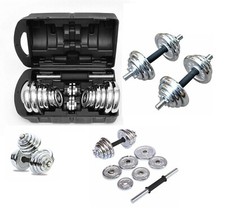 20Kg Adjustable Chrome Dumbbell Set Gym Exercise Free Weights dumbel home