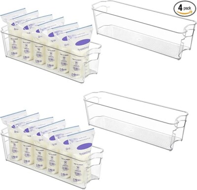 Vtopmart Breastmilk Storage 4PCS Set Plastic refrigerator organizer Bins New