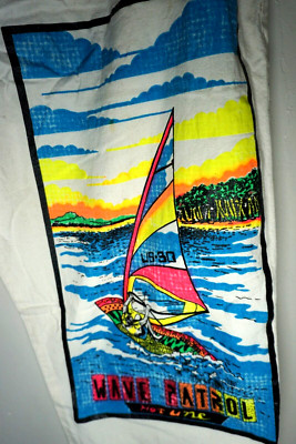 Vintage Wind Surfing Beach Baggy Pants Drawstring Beige 80s 90s Surf Skateboard