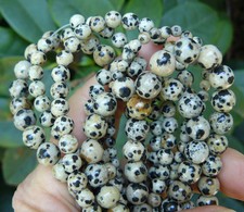 Dalmation Jasper Beads Natural Cream and black Gem stone 4,6 and 8MM