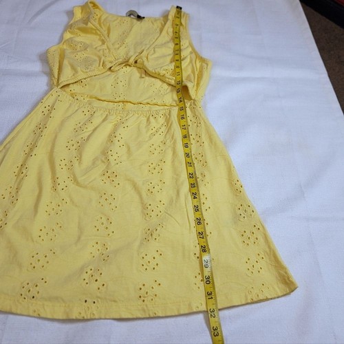 Asos Design Yellow Tie Front Cutout Dress Size 8 Tall - Picture 6 of 9