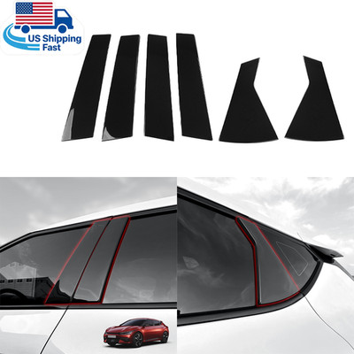 Gloss Black Door Window B&C-Pillar Posts Trims Cover For Kia EV6 2022-2026 6Pcs