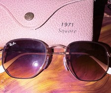 Ray-Ban 51021 B L Hexagonal Sunglasses Gold Metal Frame Brown Gradient Lenses