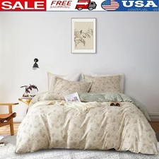 Floral Duvet Cover Set King Cotton Boho Bedding 3 Pieces Aesthetic Design New