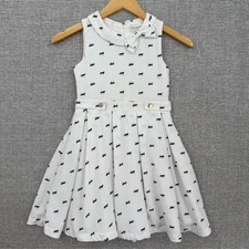 Hope & Henry Dress Horse Print Peter Pan Collar Sleeveless White Size 7