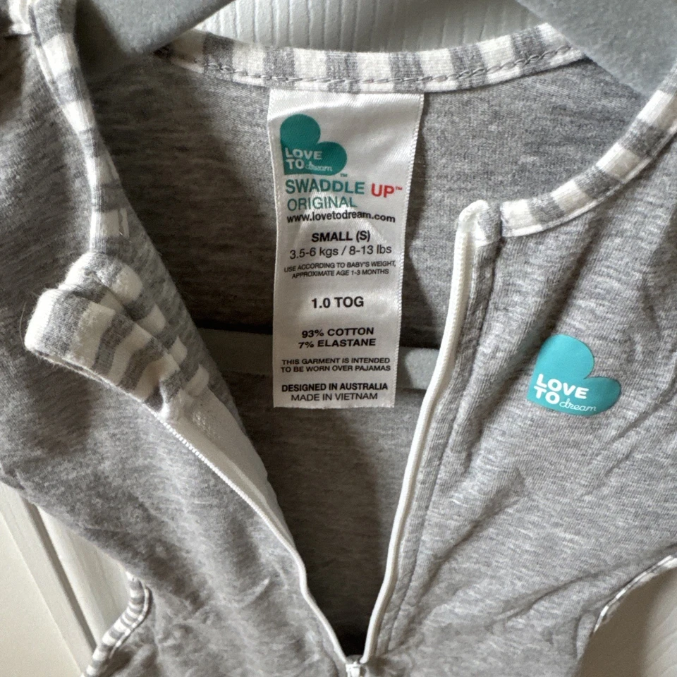 Love To Dream Swaddle Up Stage 1 婴儿襁褓尺寸 S 8-13 磅男女通用灰色  — 第 2/4 张图片