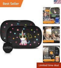 2-Pack Car Window Shades for Babies - Certified UV Protection, 20"x12" Unicorn