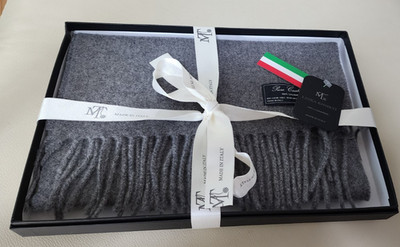 LINEA EMMETI Italy 100% Cashmere Men Scarf Camel, Gray, Beige/White 30x180cm NIB