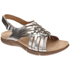 Easy Spirit Women Mar Woven Slingback Sandals Size US 11W Gold Leather