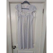 EILEEN WEST Nightgown Light Blue Floral Print Small pajamas lightweight cotton