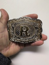 Vintage Crumrine 'R' Belt Buckle Made in the USA