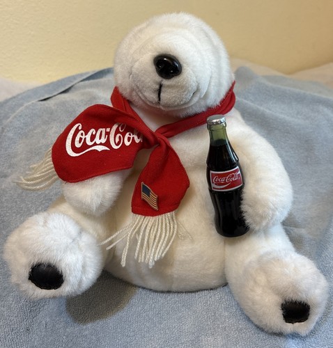 Coca Cola White Polar Teddy Bear Plush 12" Stuffed Animal Toy, Vintage 1993, - Picture 2 of 7