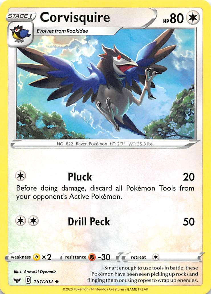 Corvisquire 151/202 SWSH01: Sword & Shield Base Set Pokemon